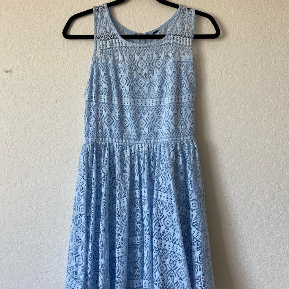 Light Blue Lace Skater Mini Dress